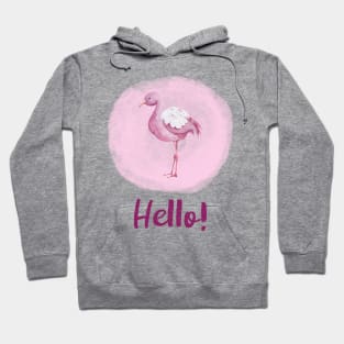 Watercolor Pink Flamingo - Hello! Hoodie